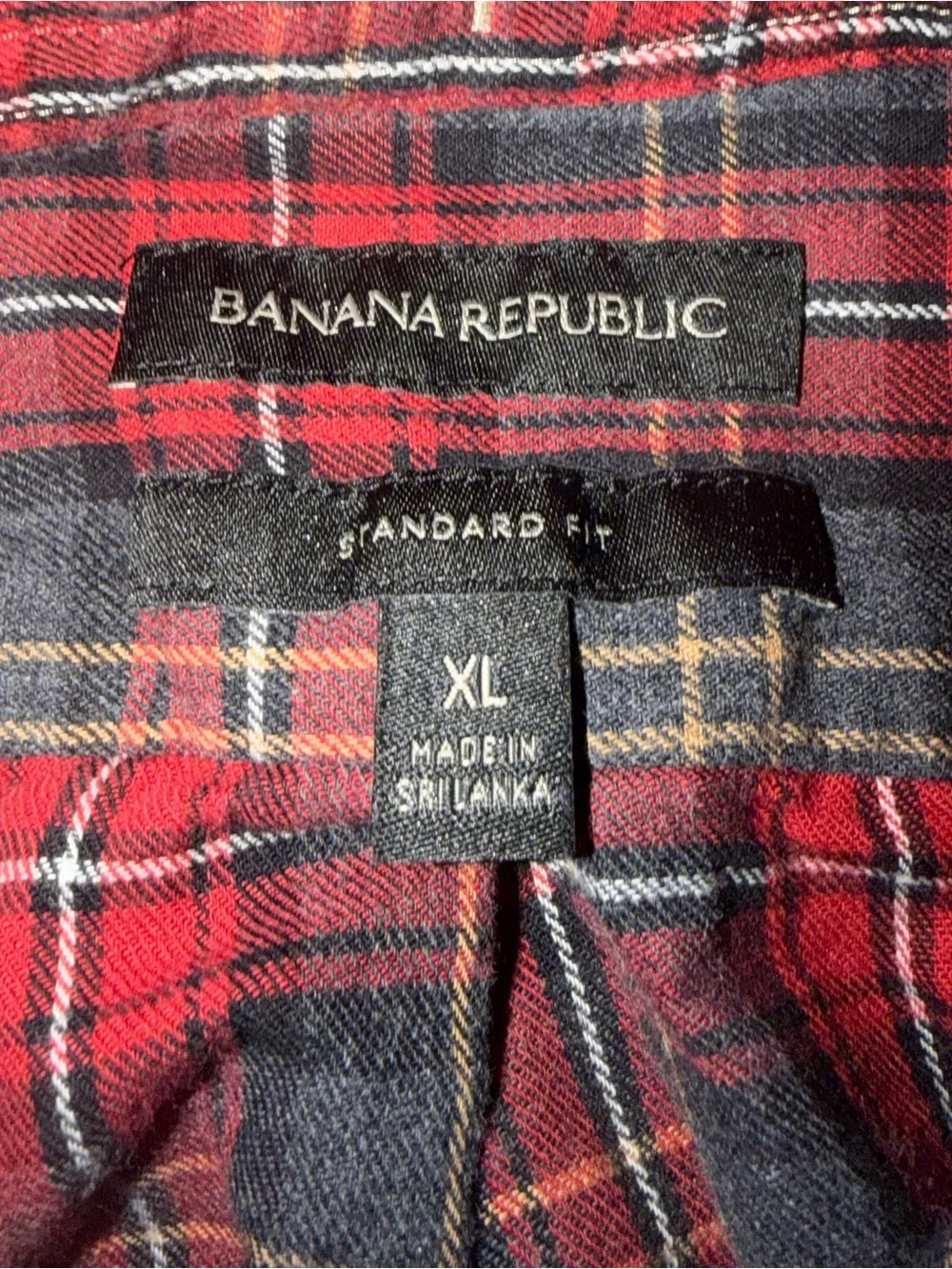 Banana Republic Red and Black Plaid Button-Down Shirt